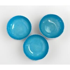 Williams Sonoma Rustic Outdoor Melamine Bowls Azure Blue Soup Salad Set of 3